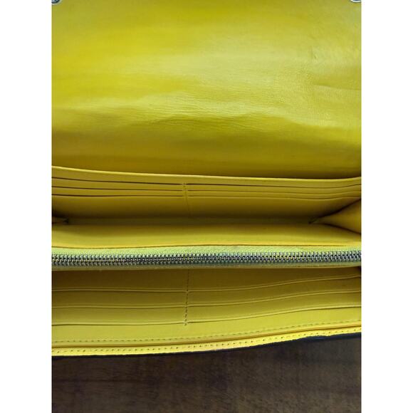CELINE Paris Wallet Women's Gray Yellow Leather Continental Bicolor With COA - Picture 3 of 11